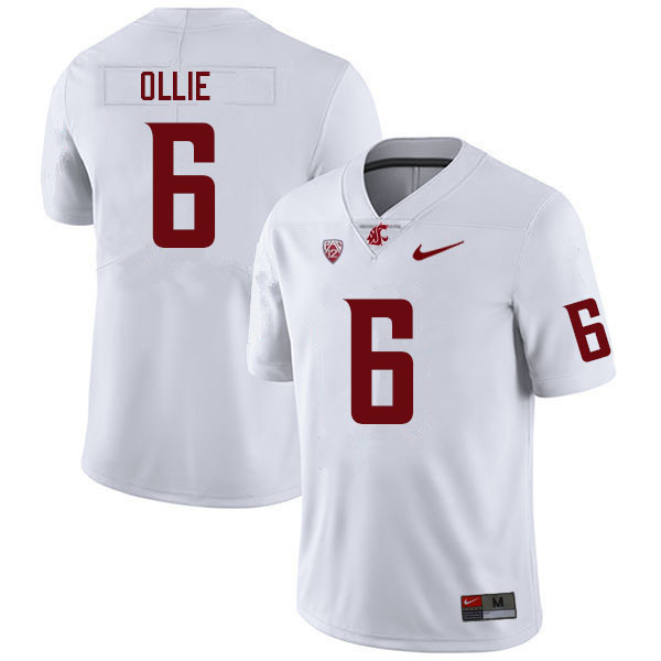 Men #6 Donovan Ollie Washington State Cougars College Football Jerseys Sale-White